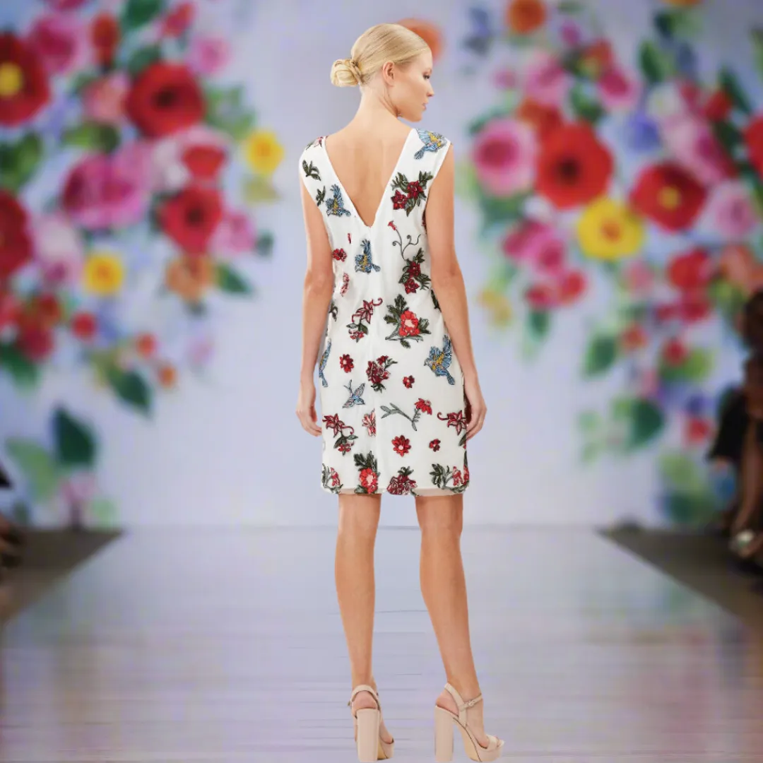 Floral Embroidered Dress on Mesh