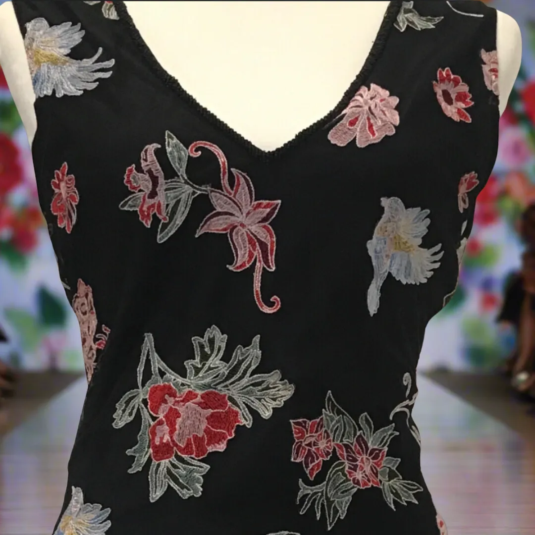 Floral Embroidered Dress on Mesh