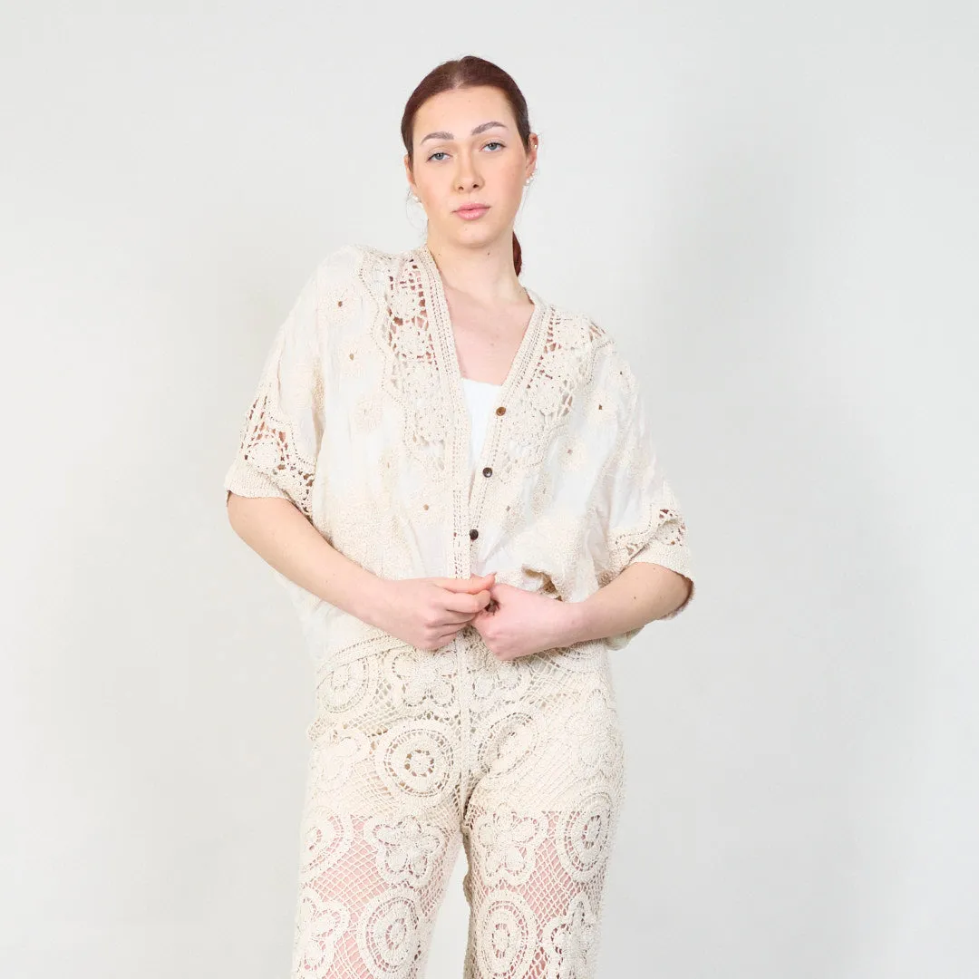 Floral lace embroidered cardigan with button closure wholesale