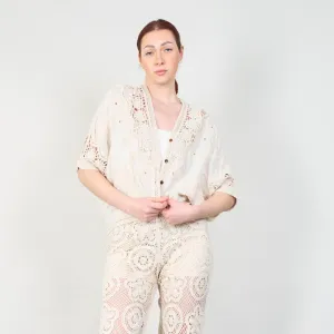 Floral lace embroidered cardigan with button closure wholesale