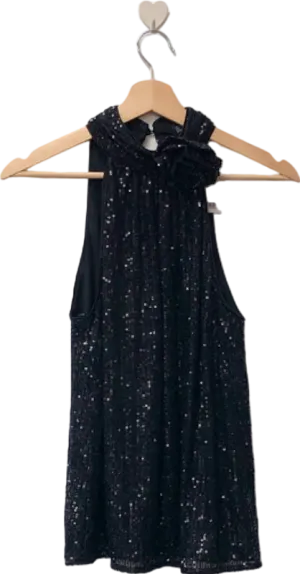Friends Like These  Black Corsage Sequin Top UK 8