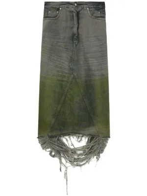Godet 13Oz Acid Degrade Fringe Skirt
