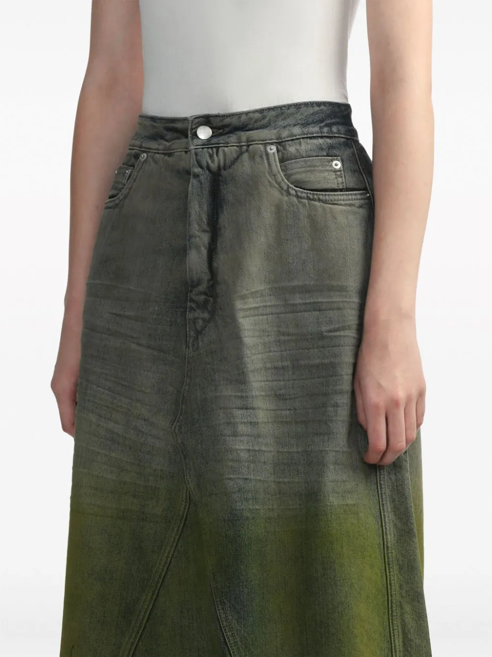 Godet 13Oz Acid Degrade Fringe Skirt