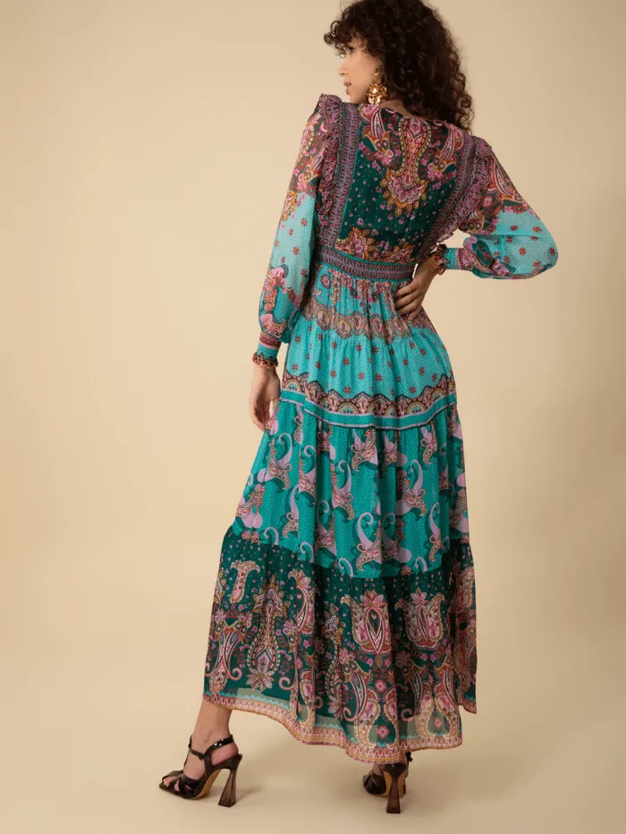 Hale Bob NYLAH Teal Print Maxi Dress 47AA612A