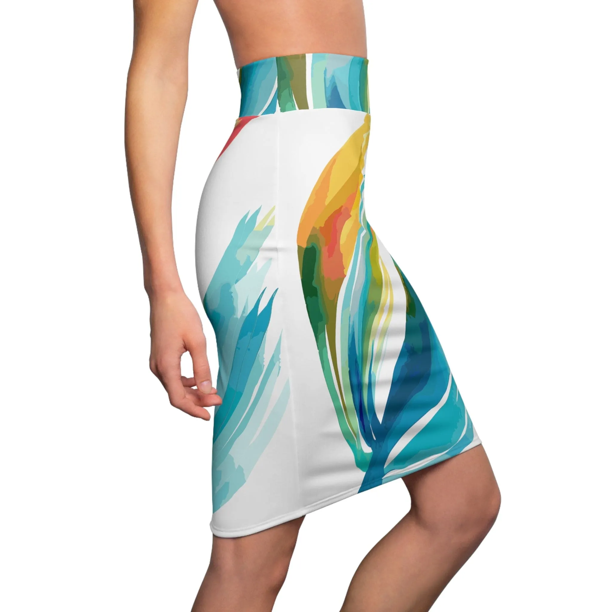 High Waist Womens Pencil Skirt - Contour Stretch - Strength and Courage Illustration