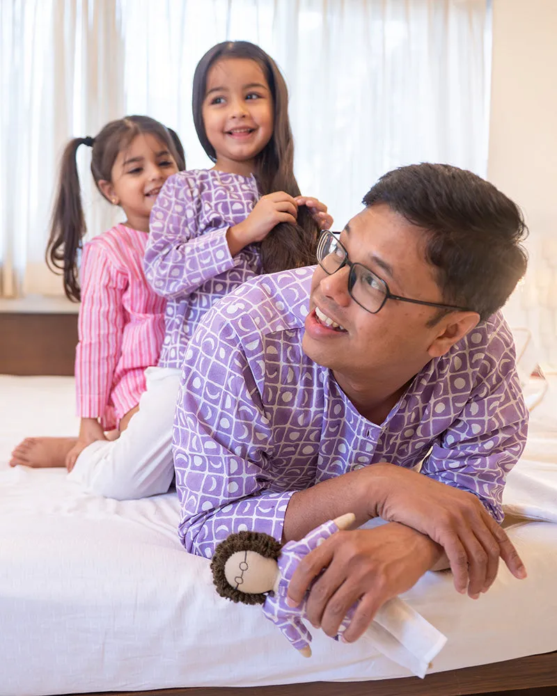 I want to be like grandpa’ kurta pajama set in purple moon chase - Grown up version