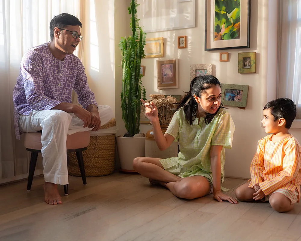 I want to be like grandpa’ kurta pajama set in purple moon chase - Grown up version
