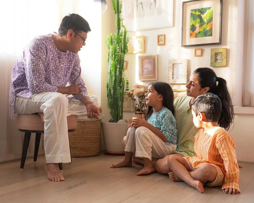 I want to be like grandpa’ kurta pajama set in purple moon chase - Grown up version