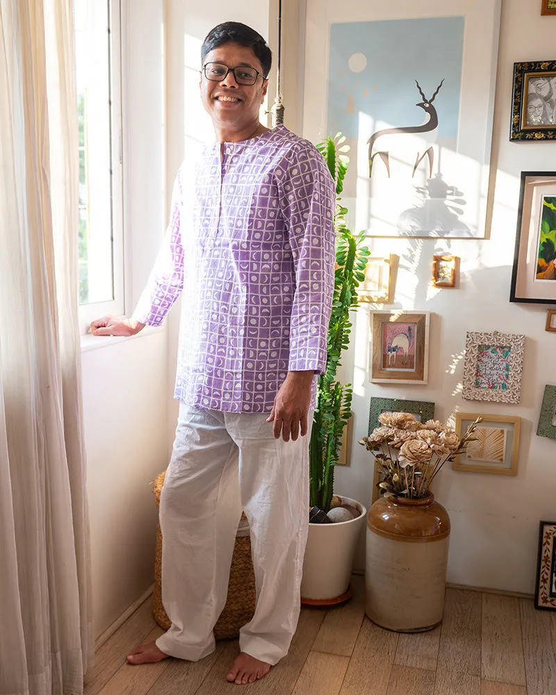 I want to be like grandpa’ kurta pajama set in purple moon chase - Grown up version