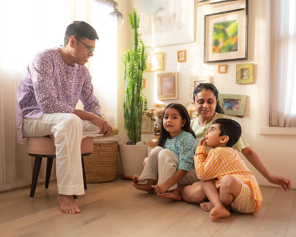 I want to be like grandpa’ kurta pajama set in purple moon chase - Grown up version