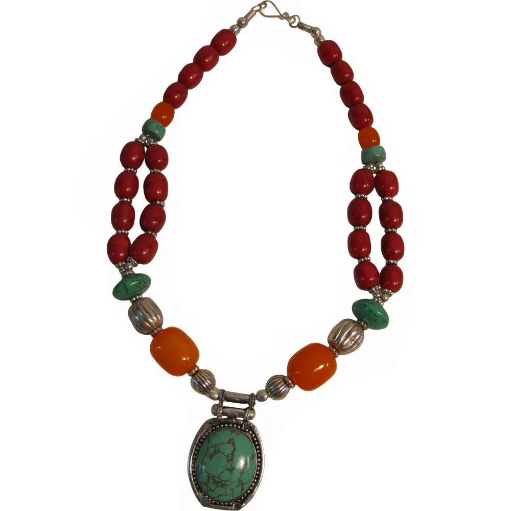Indian Bohemian Handmade Tribal Vintage Long Beaded Pendant Necklace