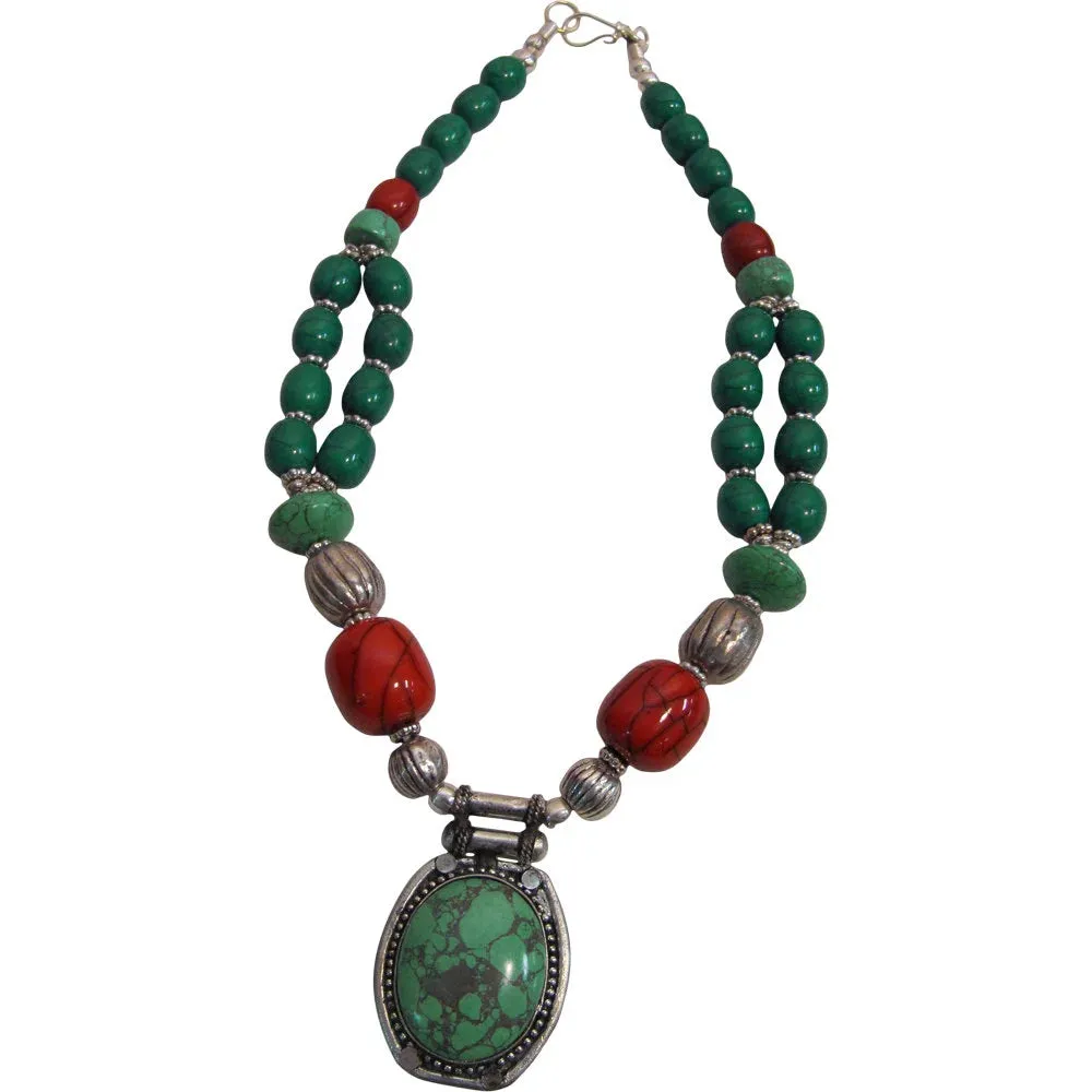 Indian Bohemian Handmade Tribal Vintage Long Beaded Pendant Necklace
