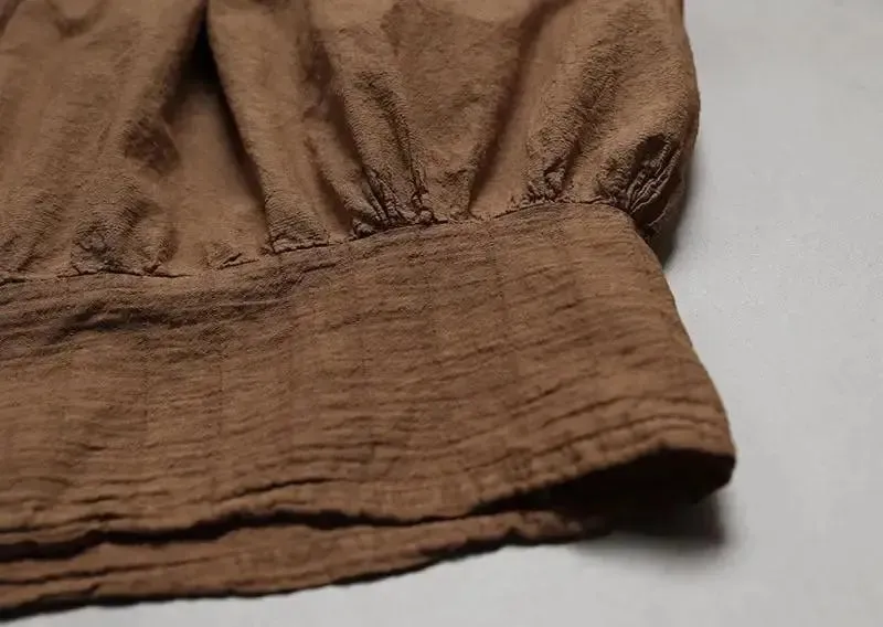Linen Skirt Vintage Caramel Linen Lantern Skirt with Artistic Flair