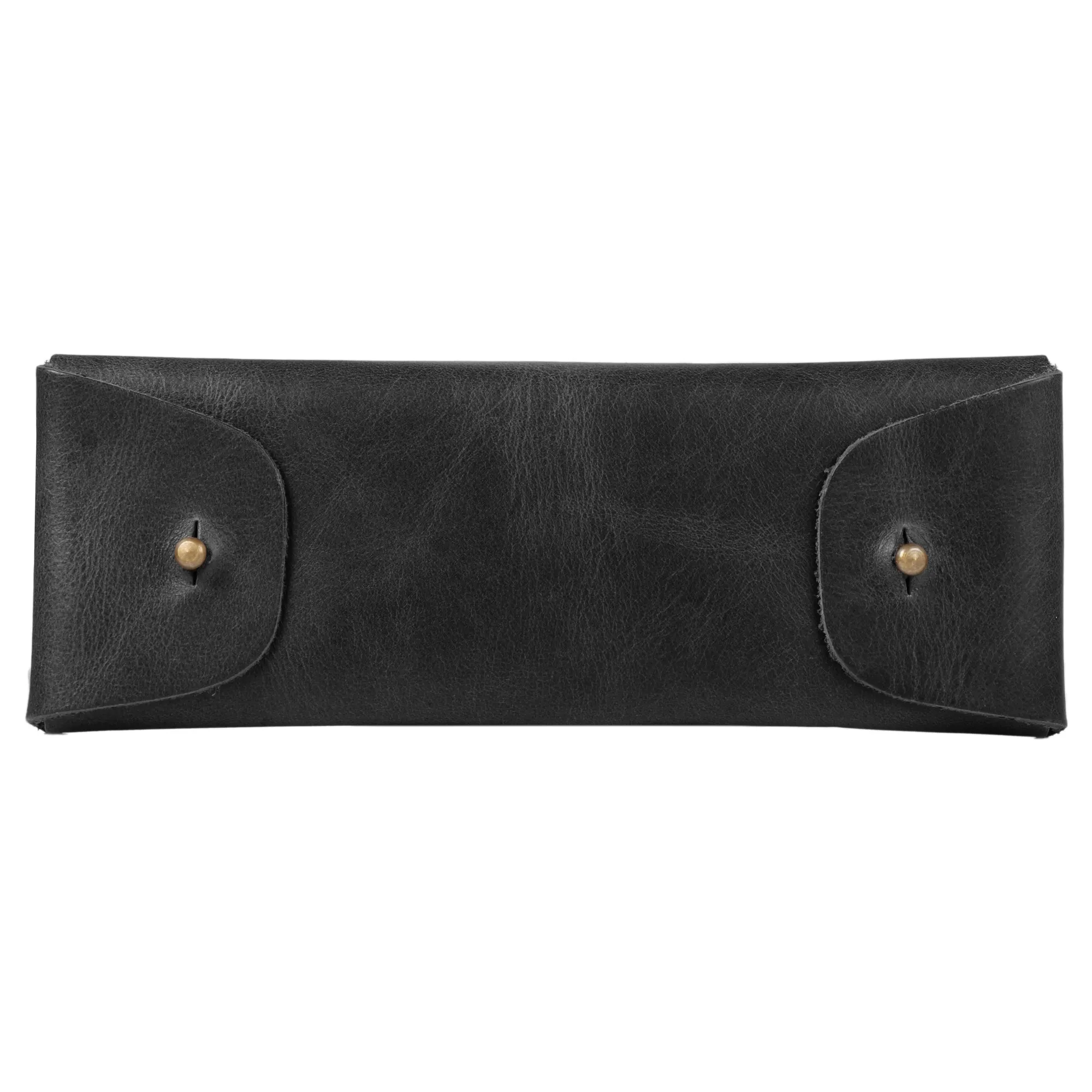 Londo Top Grain Leather Pen Case with Metal Snap Fastener, Pencil Pouch Stationery Bag