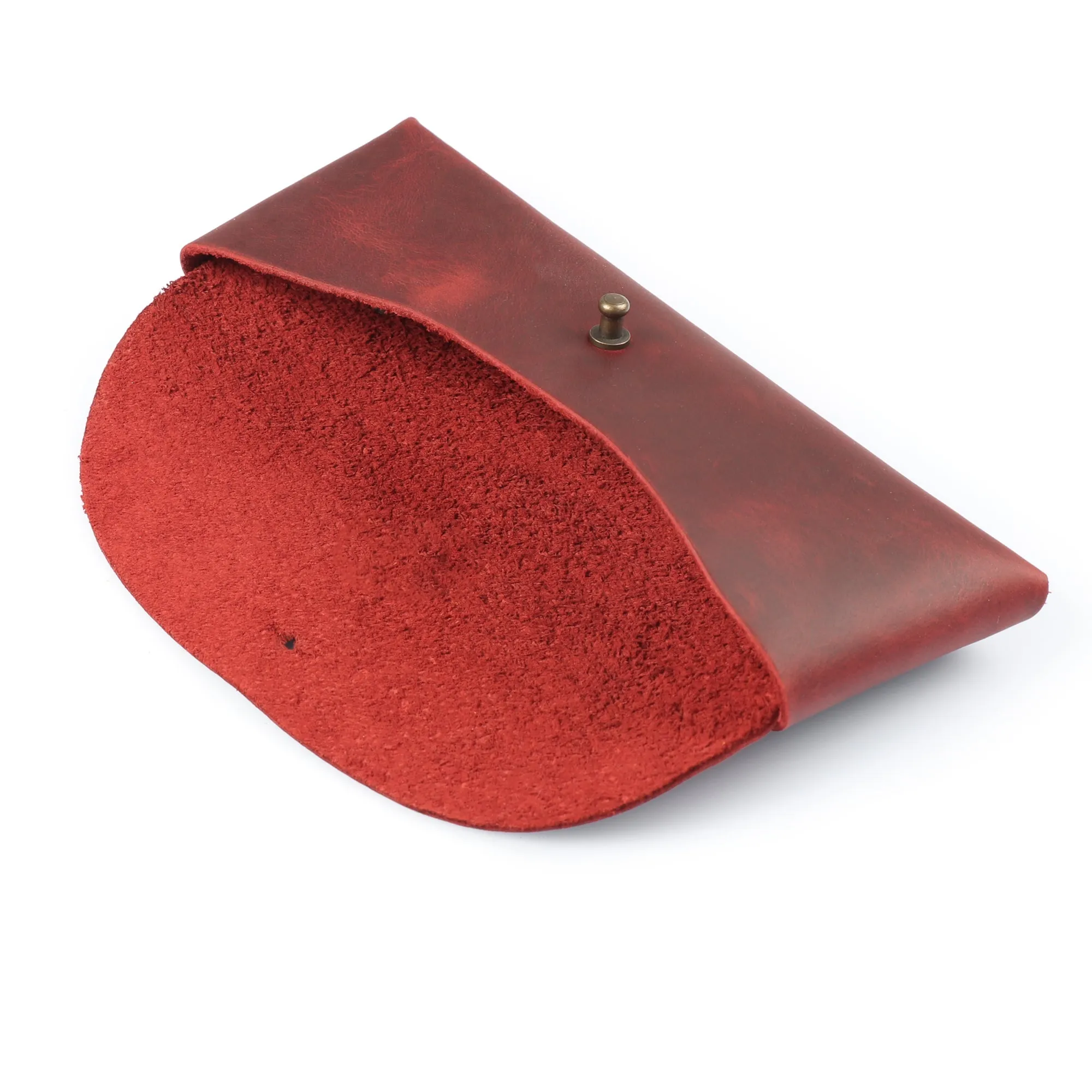 Londo Top Grain Leather Pen Case with Metal Snap Fastener, Pencil Pouch Stationery Bag