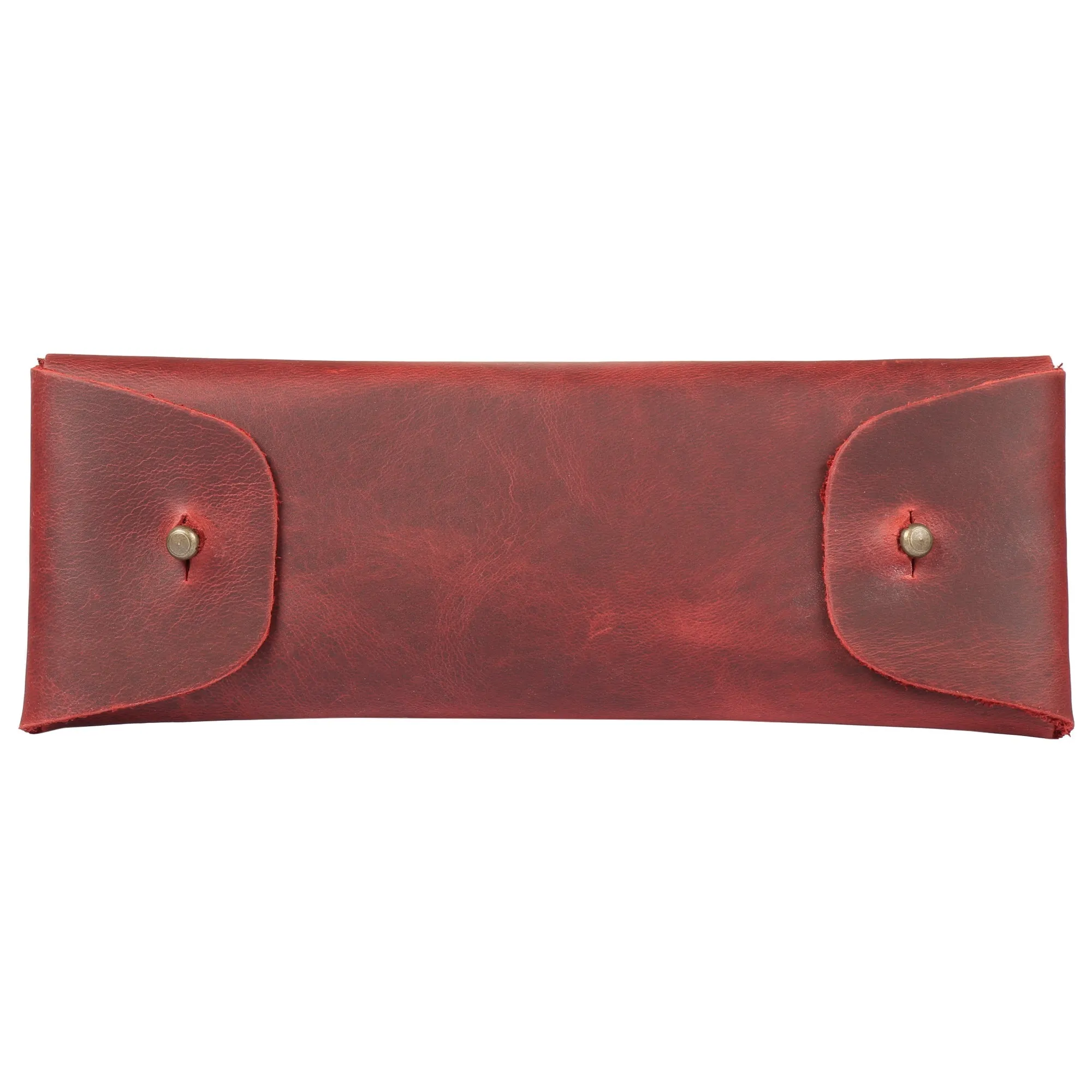 Londo Top Grain Leather Pen Case with Metal Snap Fastener, Pencil Pouch Stationery Bag