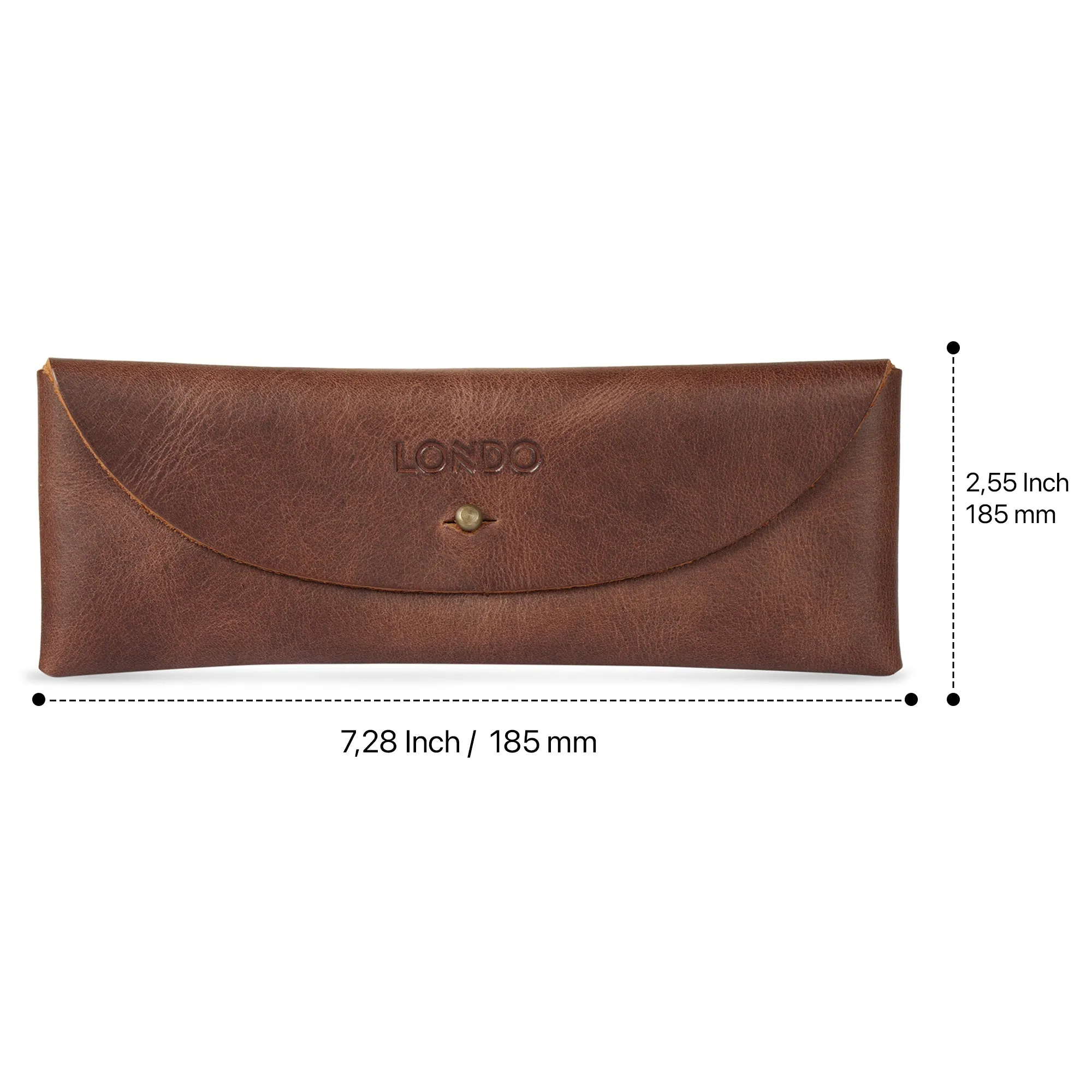 Londo Top Grain Leather Pen Case with Metal Snap Fastener, Pencil Pouch Stationery Bag