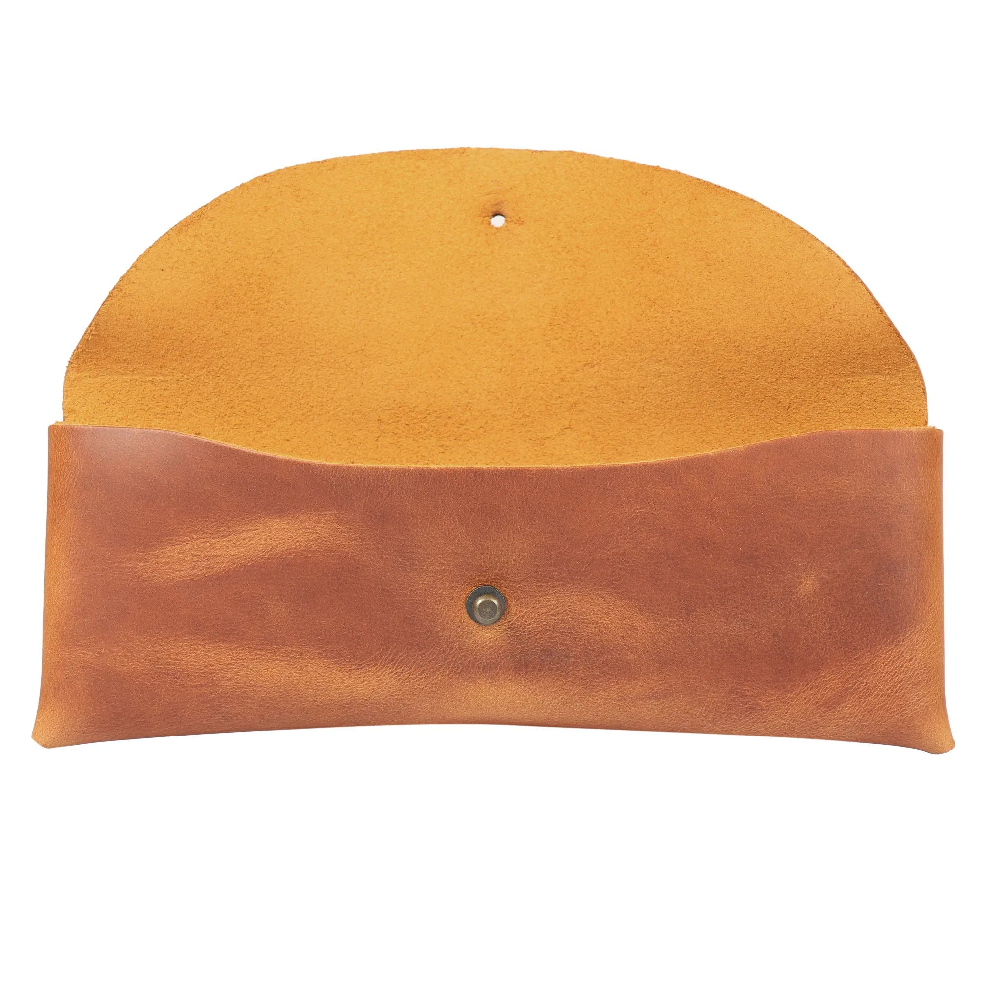 Londo Top Grain Leather Pen Case with Metal Snap Fastener, Pencil Pouch Stationery Bag