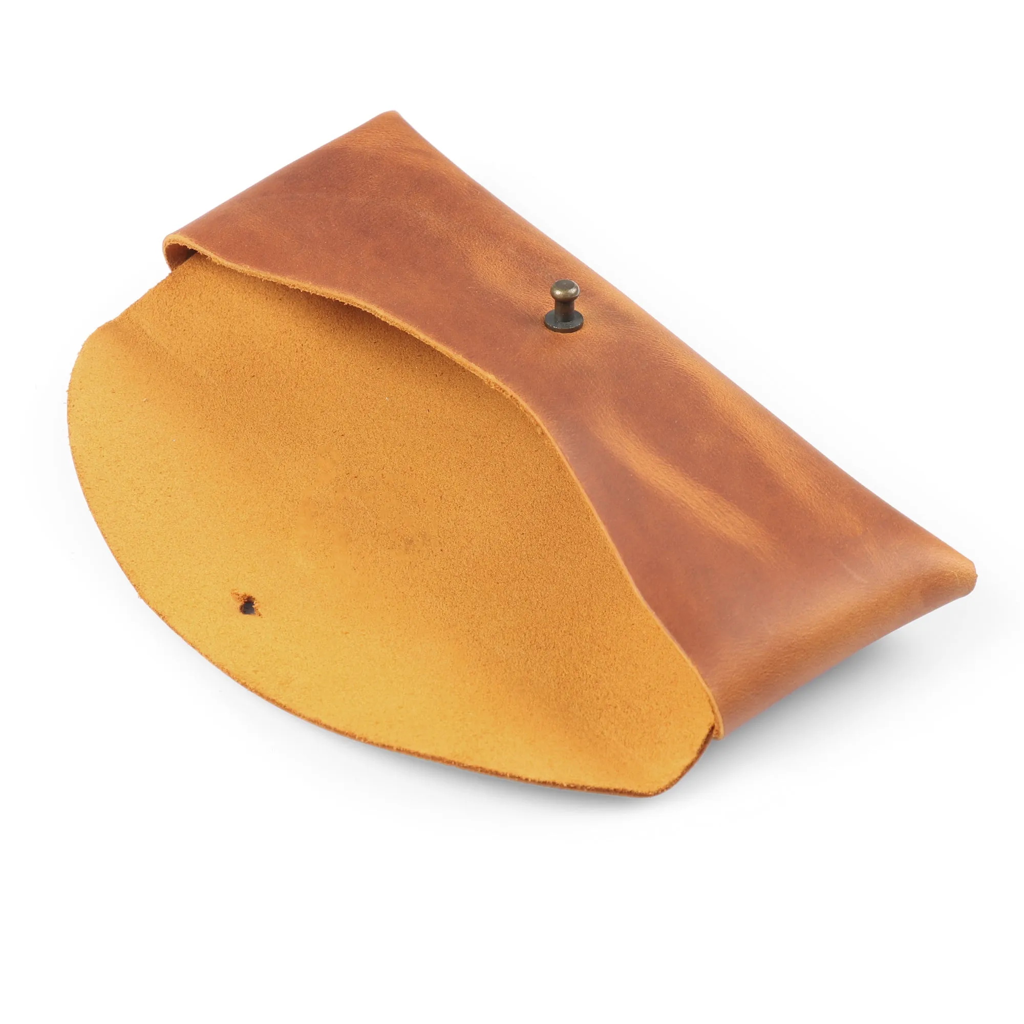 Londo Top Grain Leather Pen Case with Metal Snap Fastener, Pencil Pouch Stationery Bag