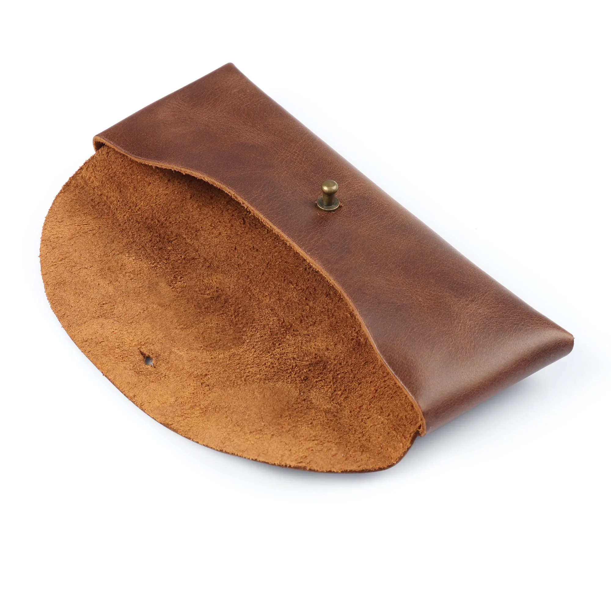 Londo Top Grain Leather Pen Case with Metal Snap Fastener, Pencil Pouch Stationery Bag
