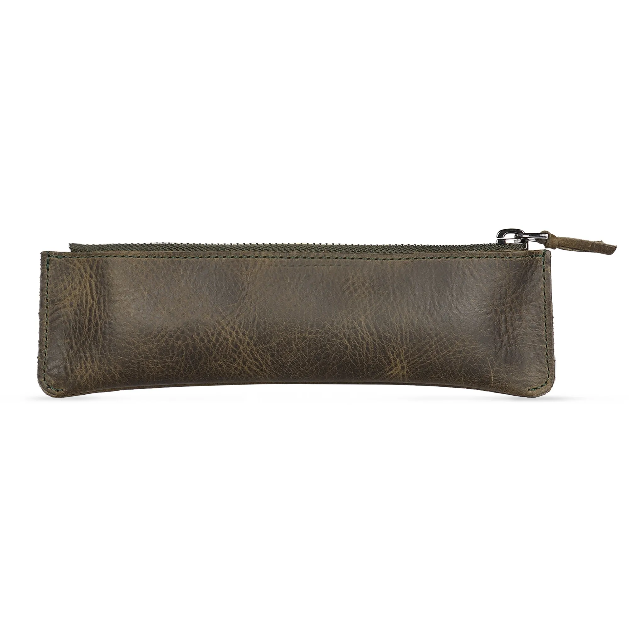 Londo Top Grain Leather Pen Case with Zipper Closure, Pencil Pouch Stationery Bag