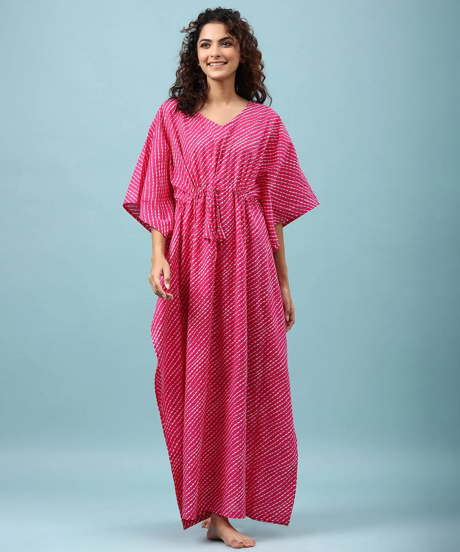 Mothra on Pink Cotton Kaftan