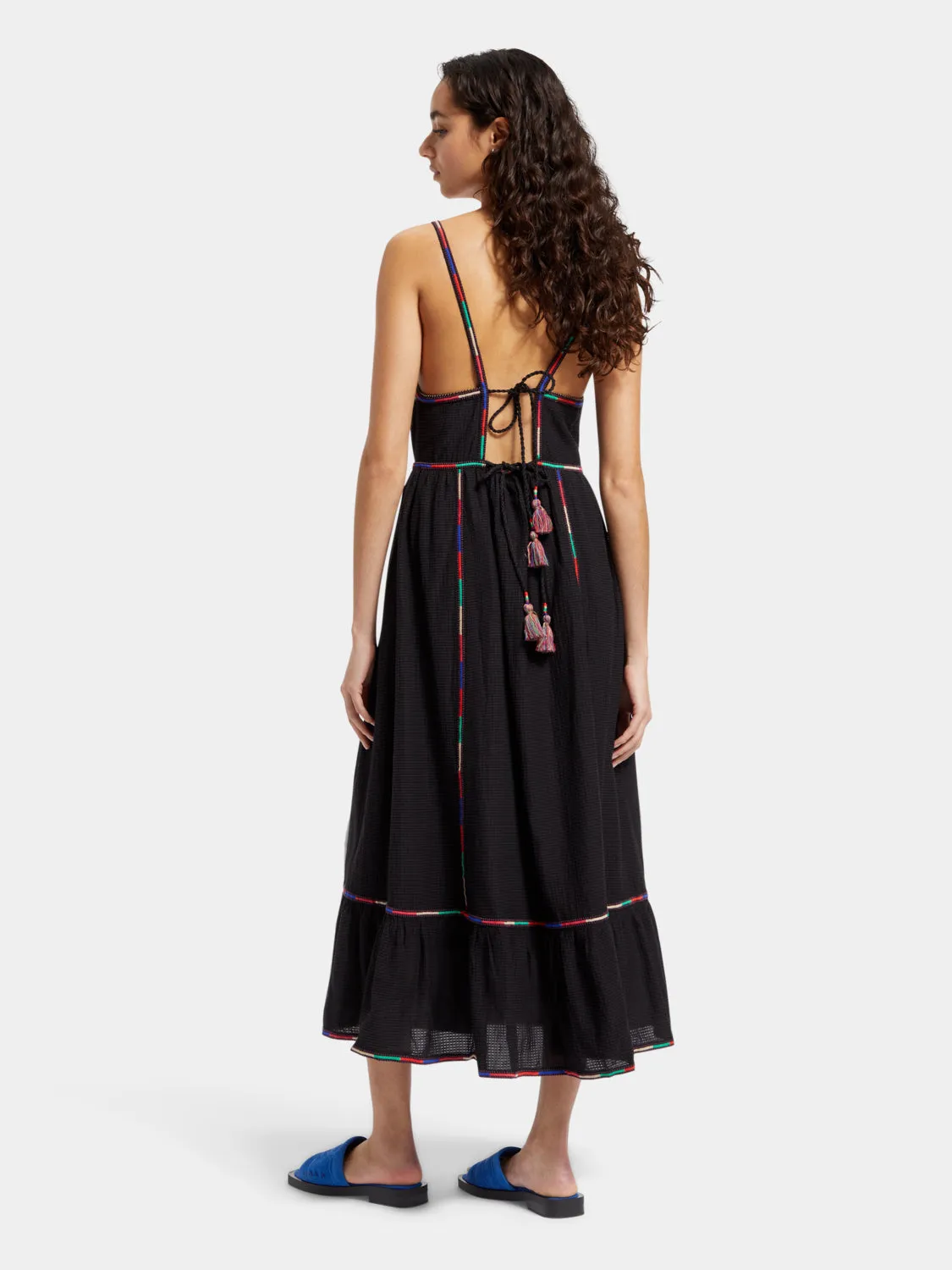 Multicolour embroidery maxi dress