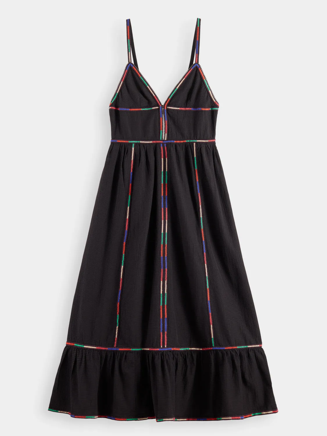 Multicolour embroidery maxi dress