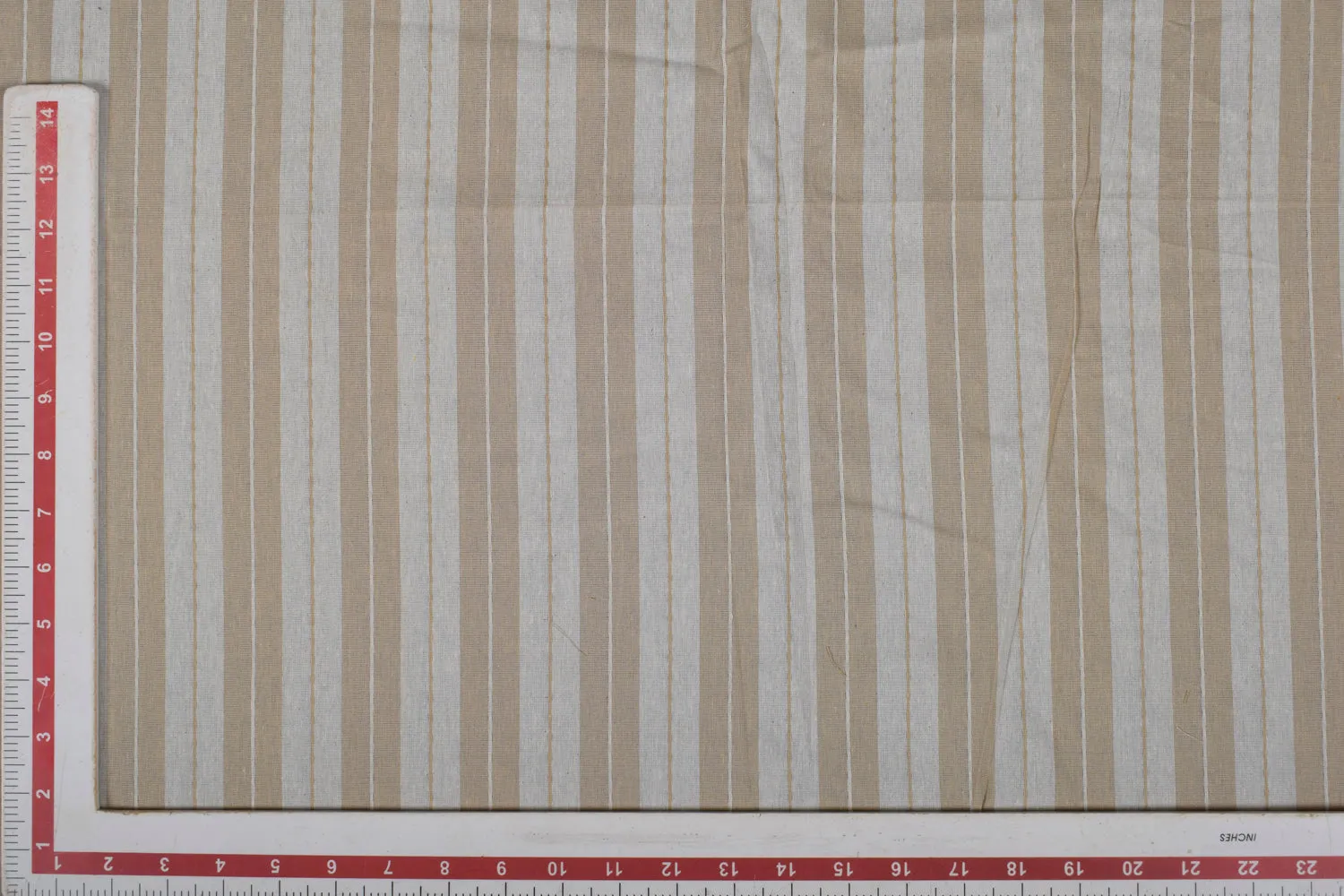 Off White & Beige Stripes Cotton Dobby Fabric