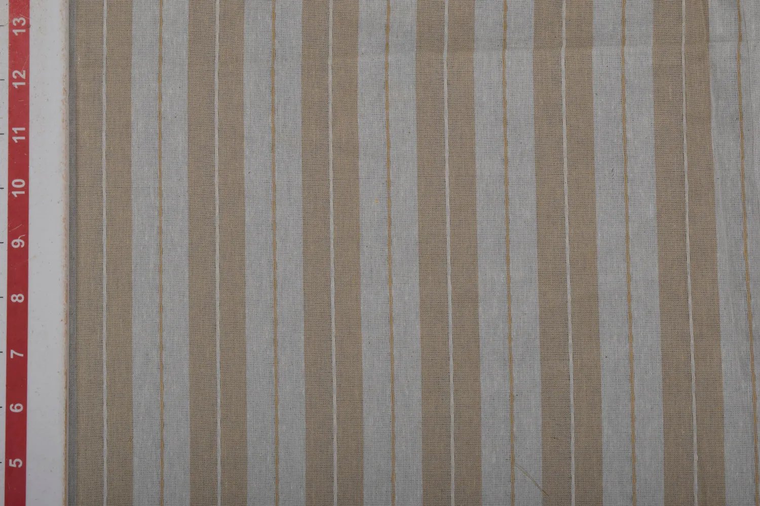 Off White & Beige Stripes Cotton Dobby Fabric