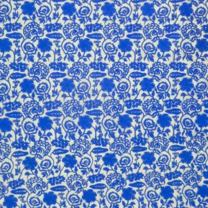 Off white Tulle With Blue Floral Design Embroidered Fabric