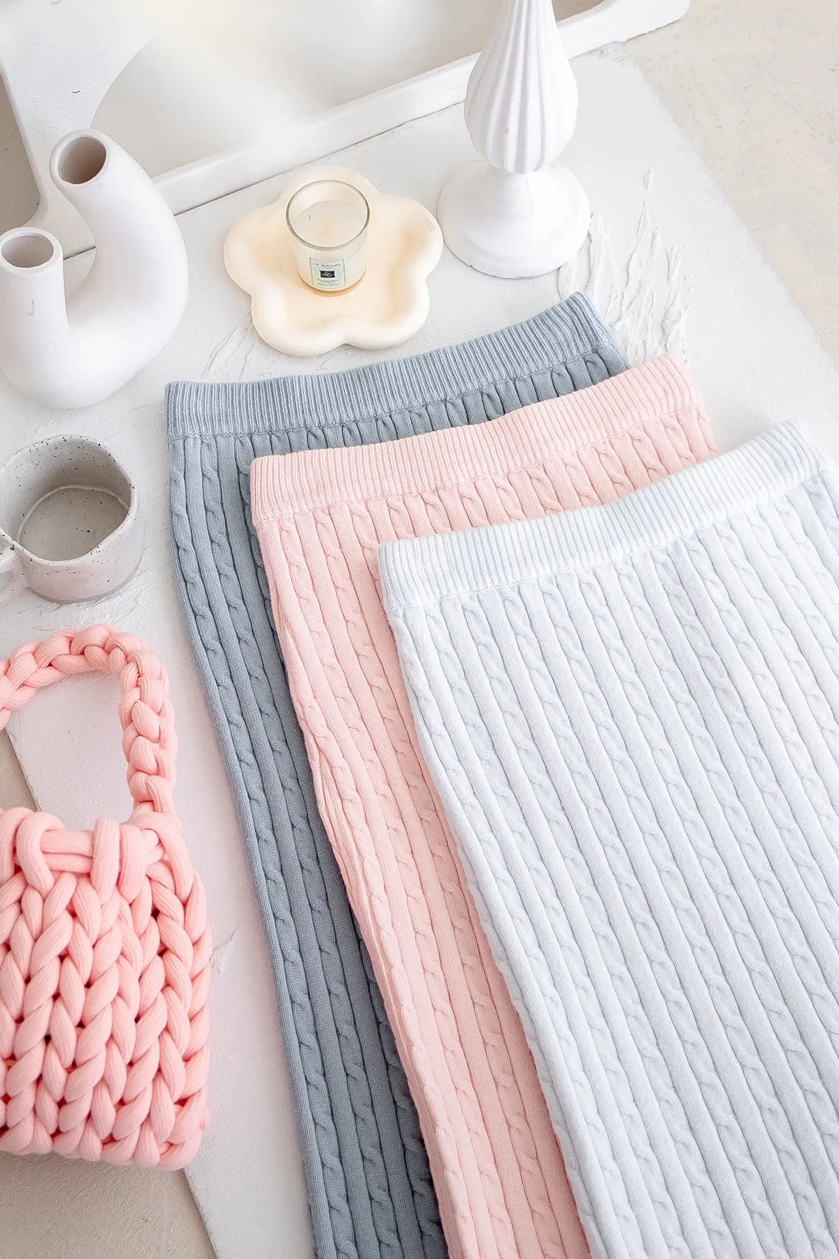 PAMMIE EMBOSSED KNIT SKIRT IN PINK