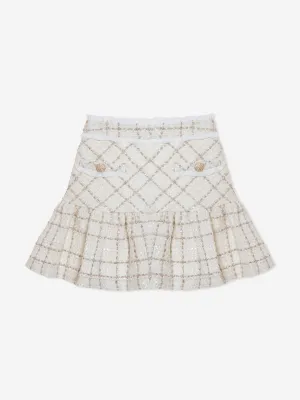 Patachou Girls Tweed Skirt in Ivory