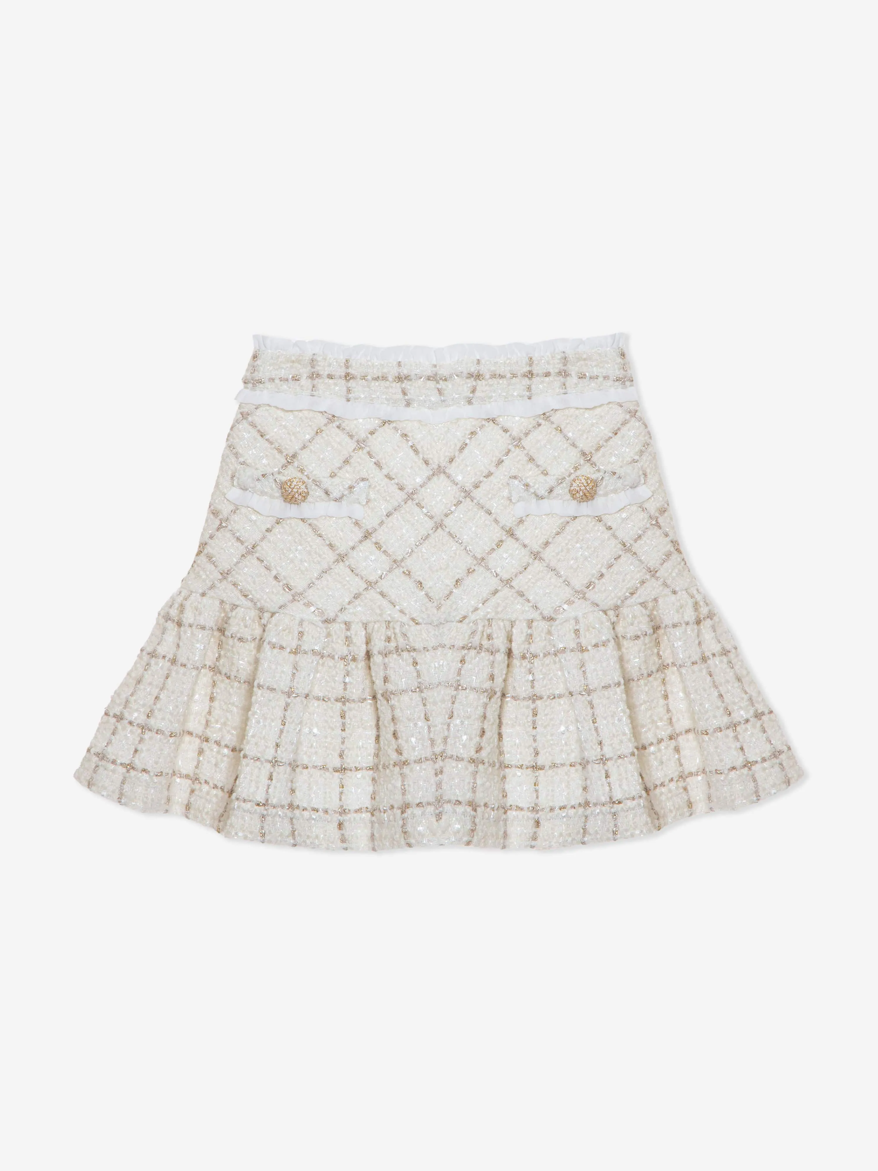 Patachou Girls Tweed Skirt in Ivory