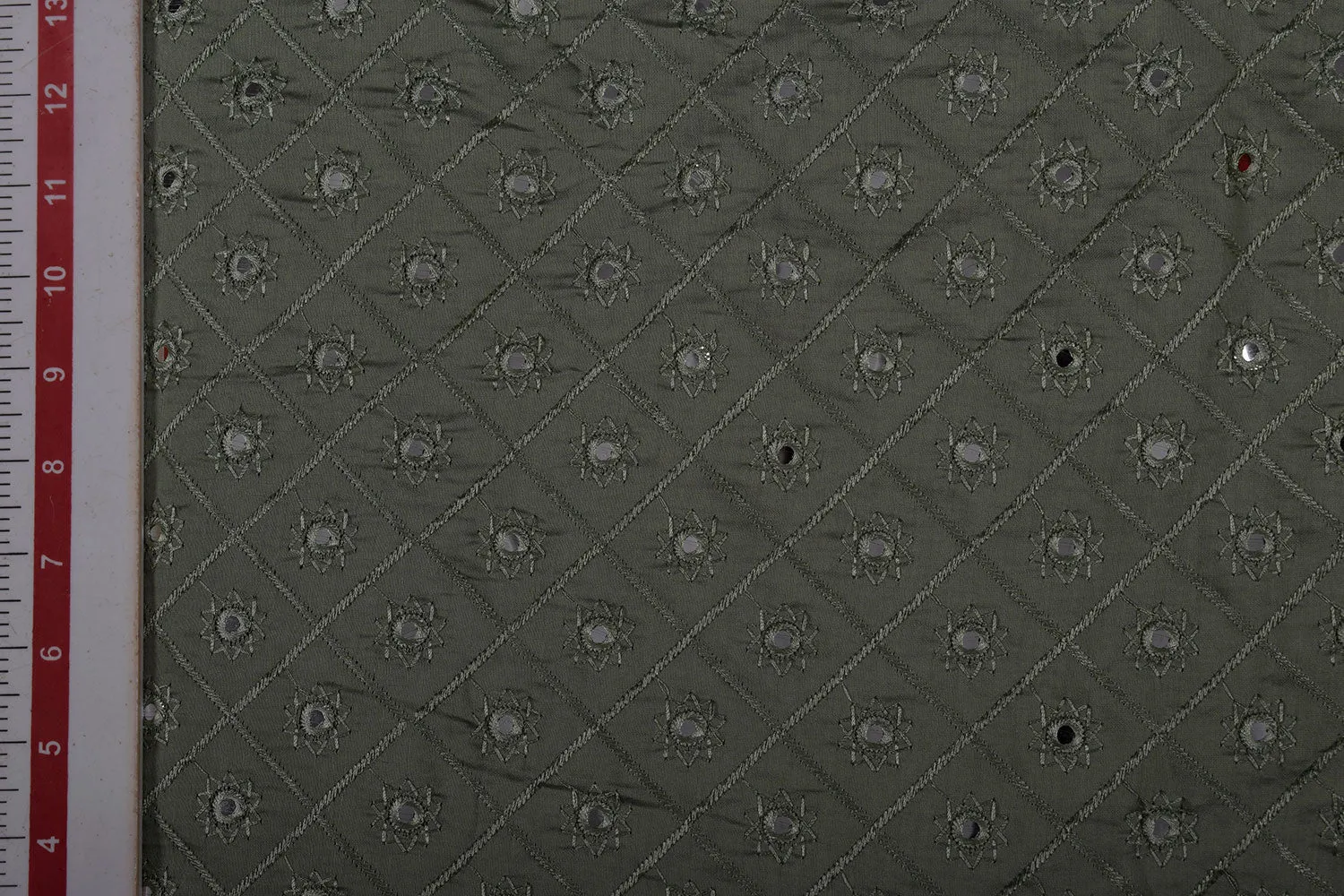 Pewter Grey Embroidered Rayon Fabric