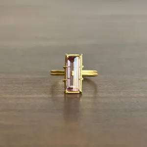 Pink Tourmaline Emerald Cut Gem Ring