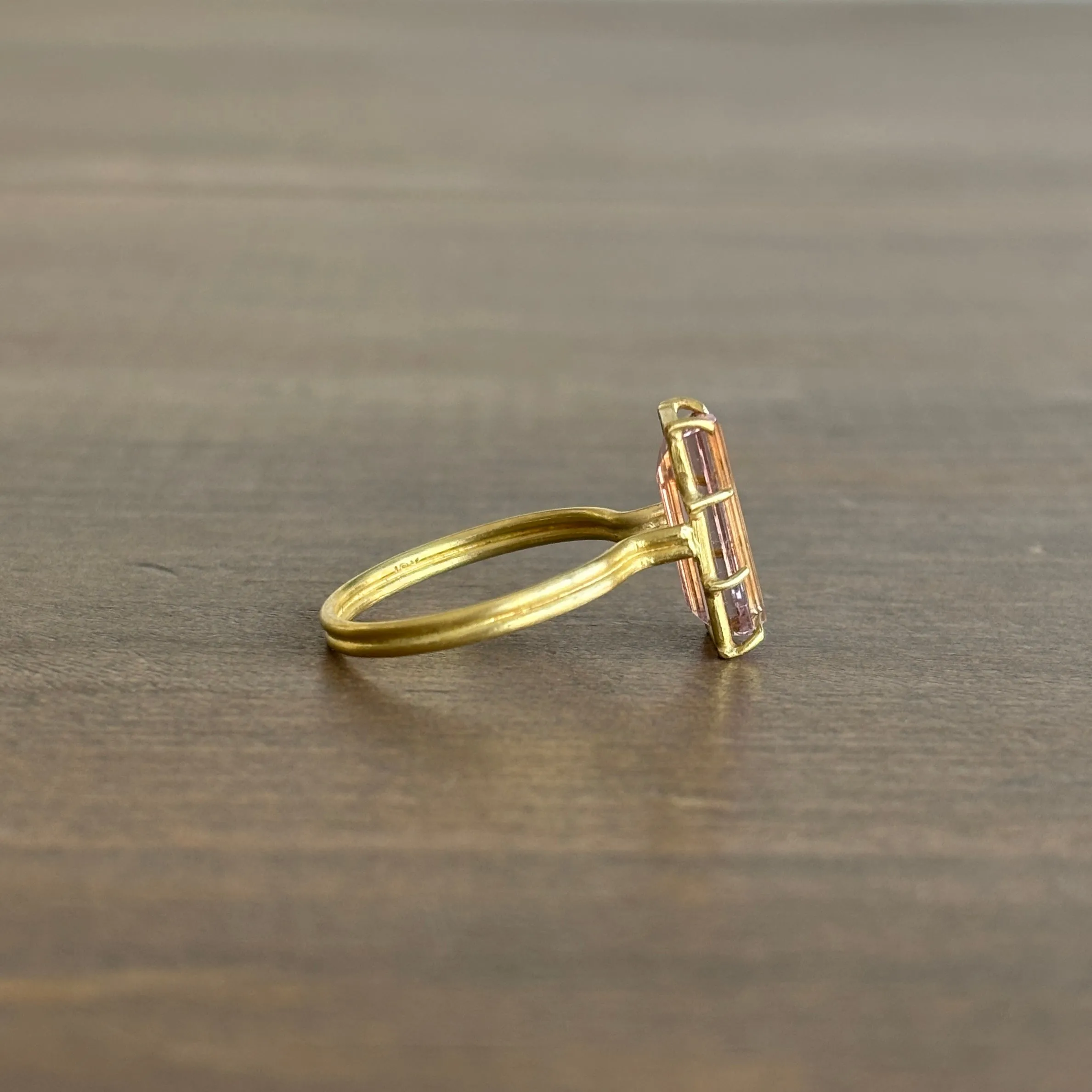 Pink Tourmaline Emerald Cut Gem Ring