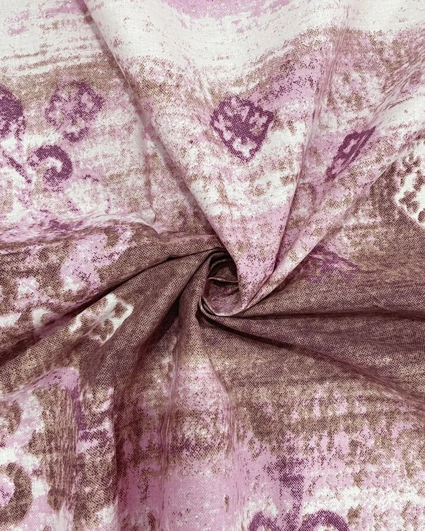 Pink Veda Ethnic Motif Pure Cotton Single Bedsheet With Pillow Cover | 90 x 60 inches
