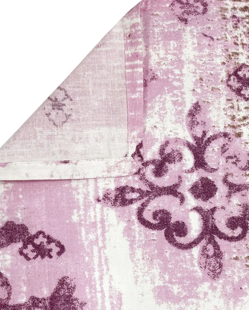 Pink Veda Ethnic Motif Pure Cotton Single Bedsheet With Pillow Cover | 90 x 60 inches
