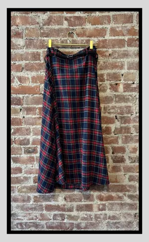 Plaid Belted Midi Skirt