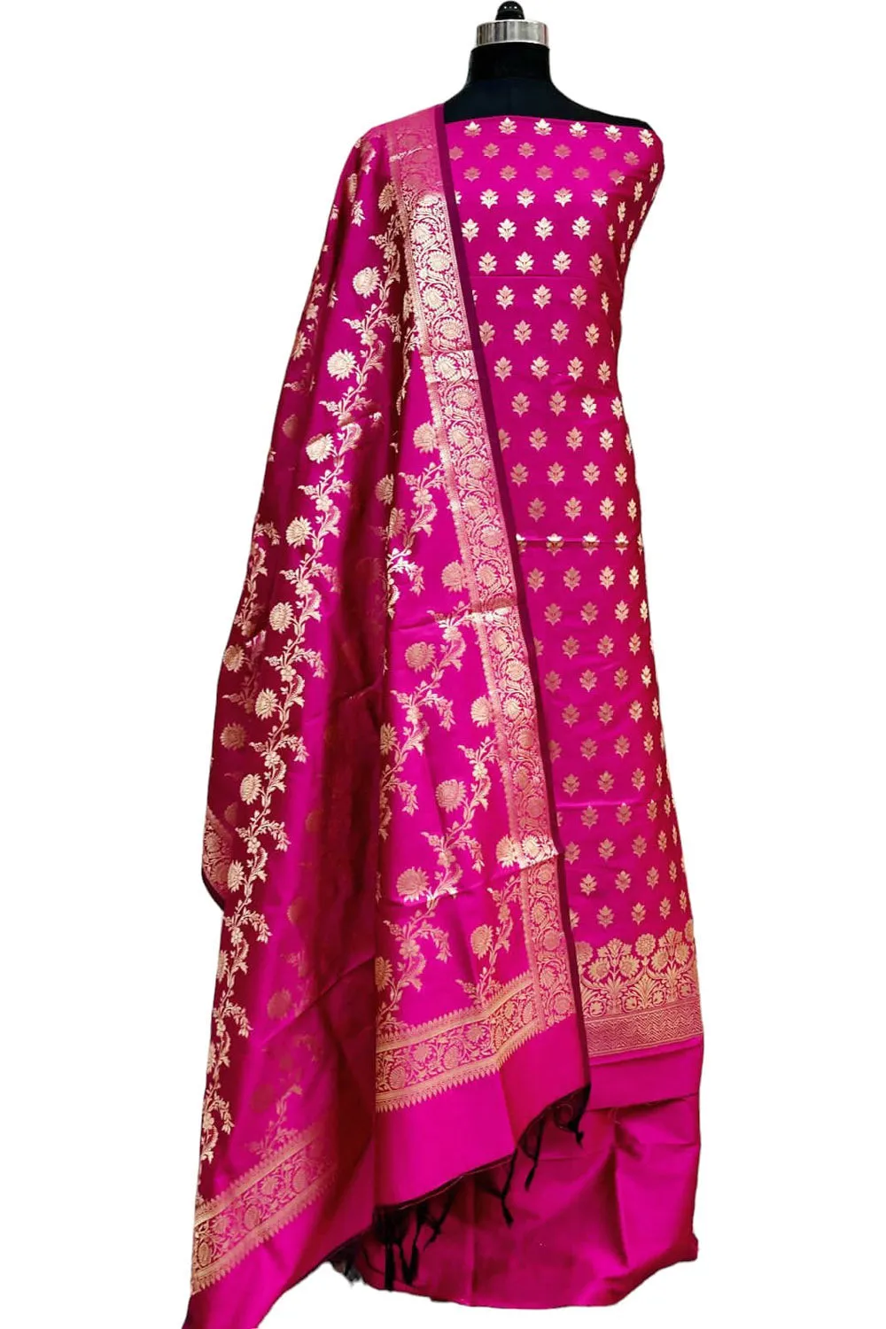 Pretty in Pink: Banarasi Silk Three Piece Suit Set