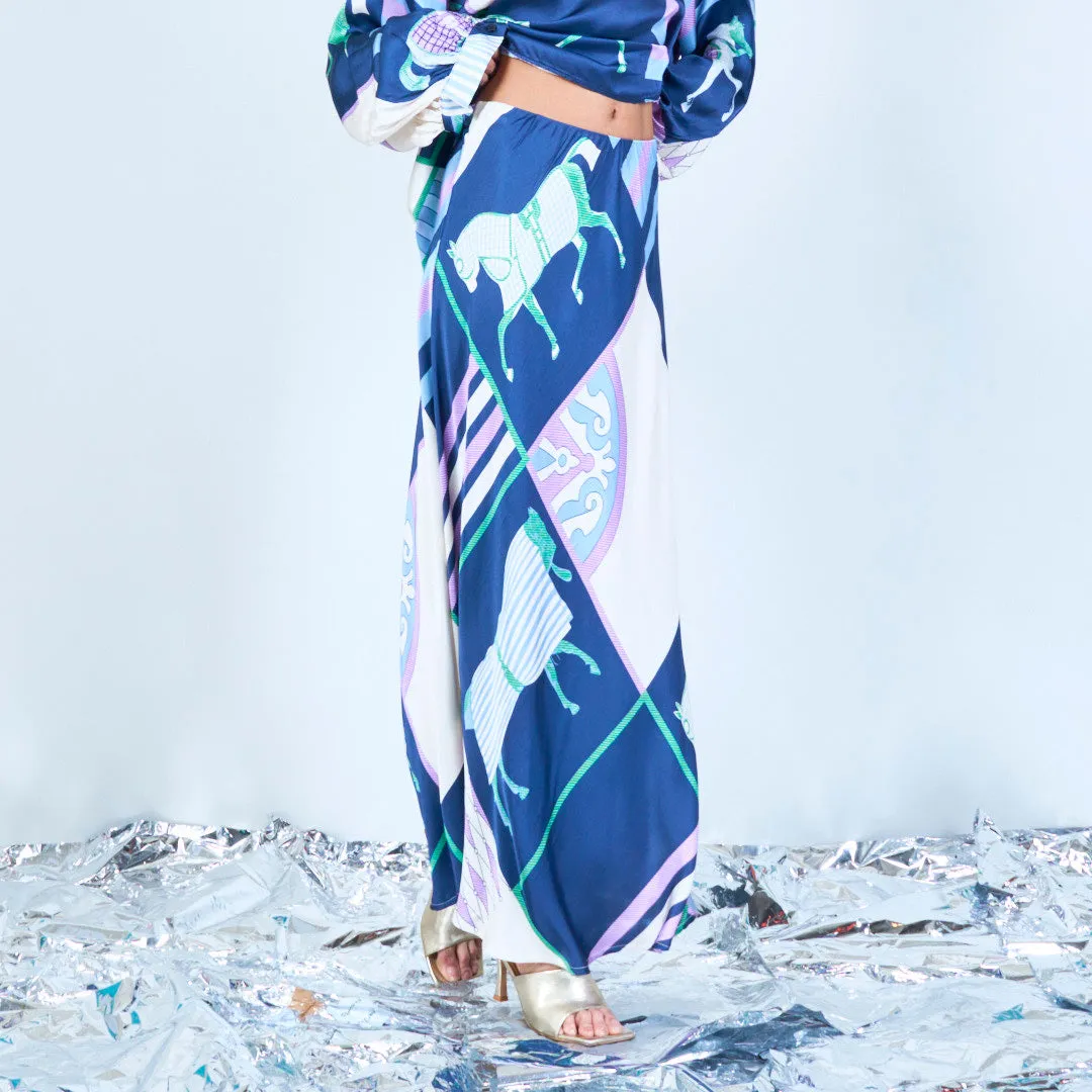 Printed silk touch midi skirt wholesale