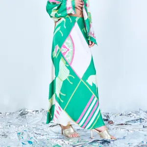Printed silk touch midi skirt wholesale