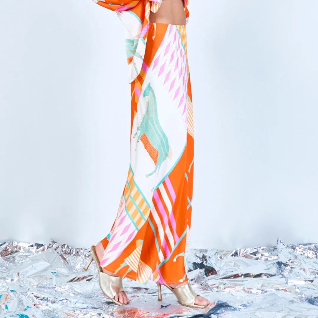 Printed silk touch midi skirt wholesale