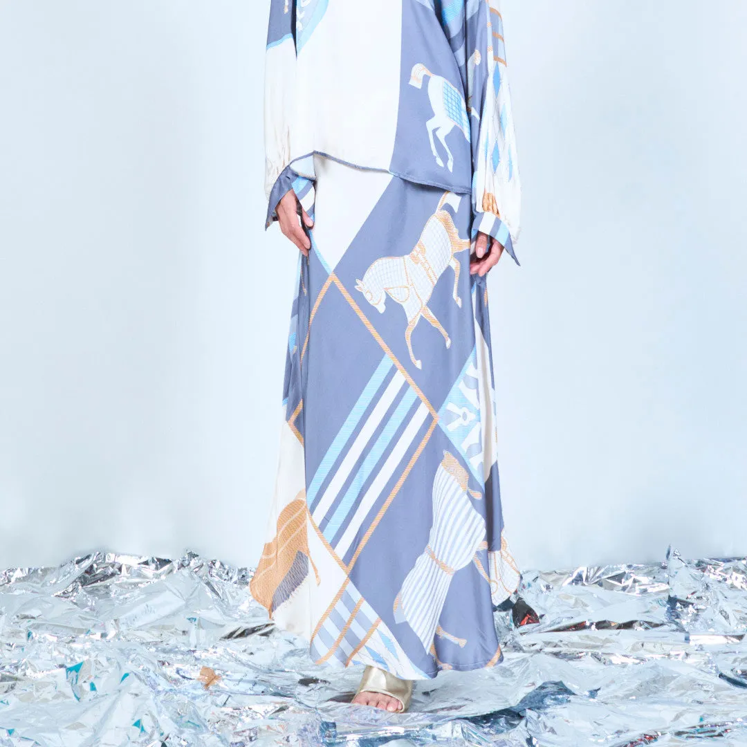 Printed silk touch midi skirt wholesale