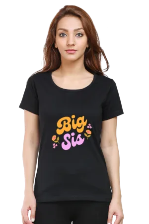 "Big Sis" Elegant Women's Printed T-Shirt - Premium Cotton, Artistic Designs, Relaxed Fit, Perfect for Everyday and Gifts