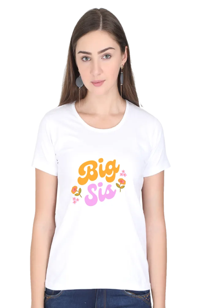"Big Sis" Elegant Women's Printed T-Shirt - Premium Cotton, Artistic Designs, Relaxed Fit, Perfect for Everyday and Gifts