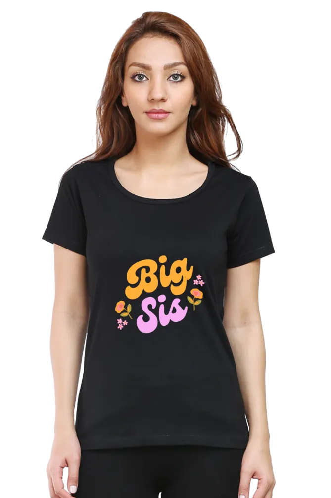 "Big Sis" Elegant Women's Printed T-Shirt - Premium Cotton, Artistic Designs, Relaxed Fit, Perfect for Everyday and Gifts