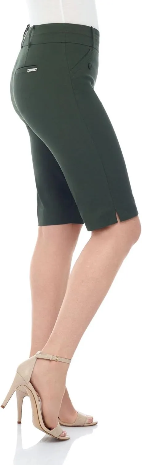 Rekucci Women's Ease Into Comfort Modern Pull-On Bermuda Short with Pockets