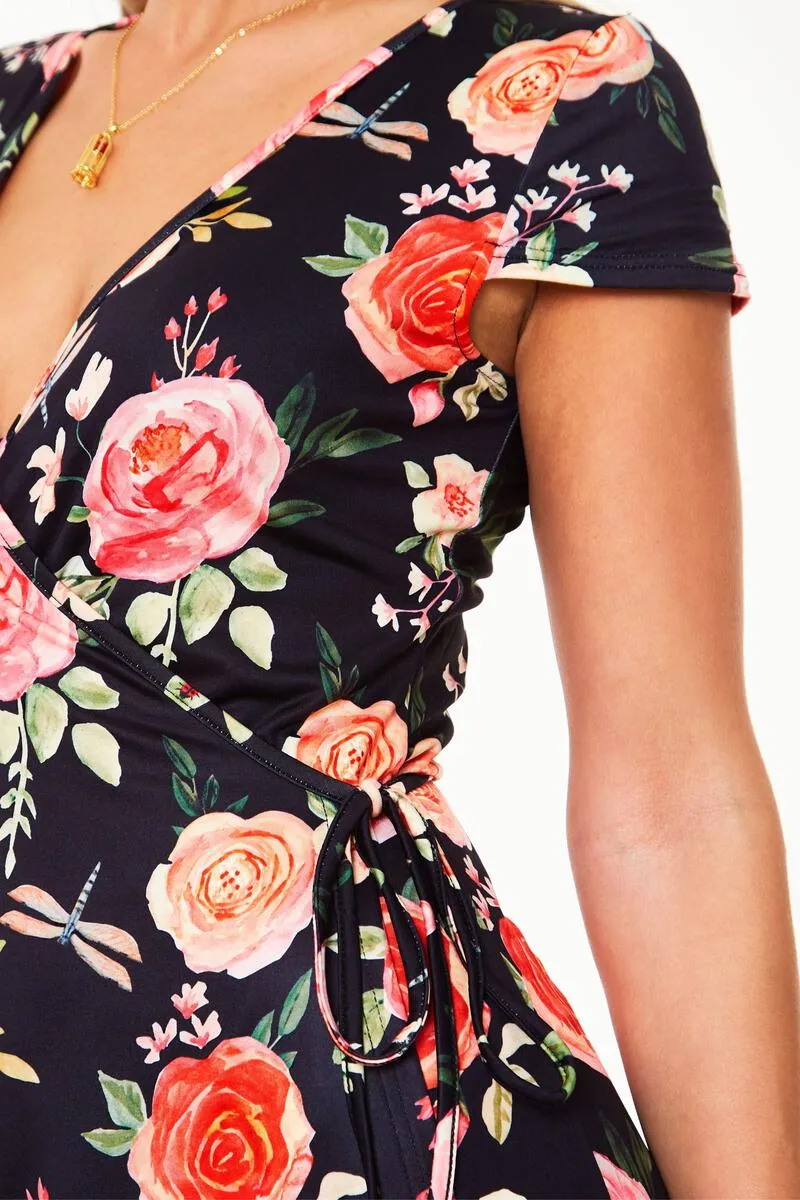 Rosabeth Roses Wrap Dress